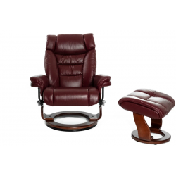Кресло реклайнер FALTO Zuel (оттоманка, натуральная кожа, бордовый)