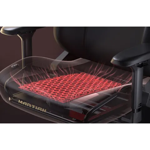 Кресло DXRacer серии Martian Pro, MP25LTA-TRIANGLE/NR, размер L, экокожа, черный-красный, электроприводы, вентиляция, подогрев, массаж