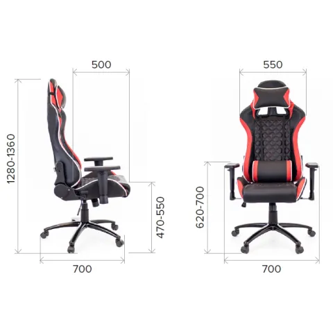 Кресло Everprof Lotus S11 Экокожа Черный/Красный