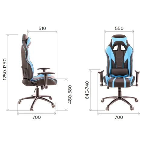 Кресло Everprof Lotus S16 Экокожа Голубой/Черный