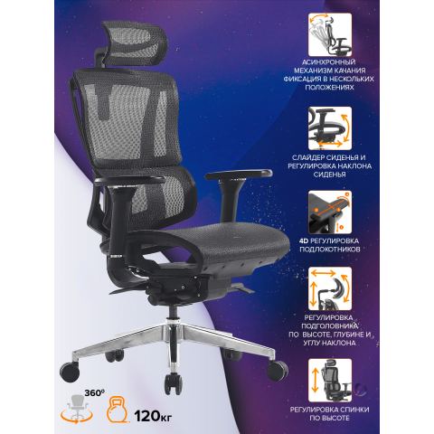 Кресло Everprof Mega Сетка Черный