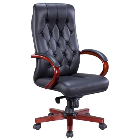 Кресло Everprof Monaco Wood Экокожа Черный
