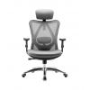 Кресло SIHOO M18 (2D поясничный упор, сетка, ткань, каркас чёрный, серый)