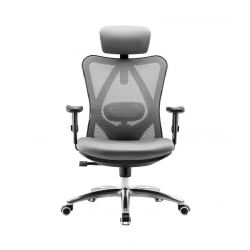 Кресло SIHOO M18 (2D поясничный упор, сетка, ткань, каркас чёрный, серый)