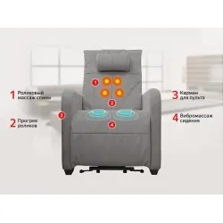 Кресло-реклайнер электрический с подъемом и массажем FUJIMO LIFT CHAIR F3005 VLFL Mouse