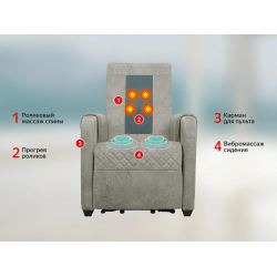 Кресло-реклайнер электрический с подъемом и массажем FUJIMO LOUNGE UP F7003 VLFL Mouse