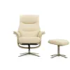 Кресло реклайнер FALTO RELAX BOSS 7826A с пуфом для ног, обивка КОЖА 061 LIGHT CREAM