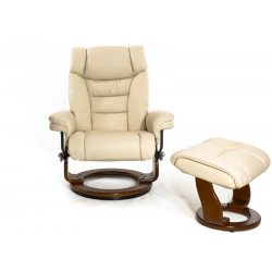 Кресло реклайнер FALTO Zuel (оттоманка, натуральная кожа, бежевый)