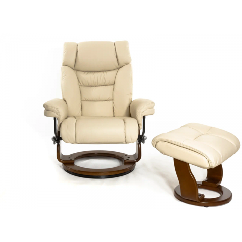Кресло реклайнер FALTO Zuel (оттоманка, натуральная кожа, бежевый)