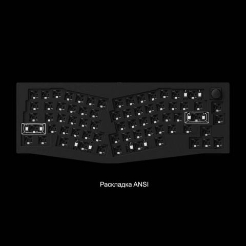 Механическая клавиатура QMK Keychron Q8 Alice-ANSI Knob, (68 кл.), RGB, Hot-Swap, Алюм.корпус, Barebone, черный