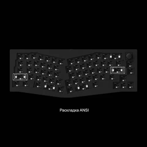 Механическая клавиатура QMK Keychron Q8 Alice-ANSI Knob, (68 кл.), RGB, Hot-Swap, Алюм.корпус, Barebone, черный