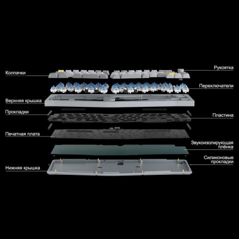 Механическая клавиатура QMK Keychron Q8 Alice-ANSI Knob, (68 кл.), RGB, Hot-Swap, Алюм.корпус, Barebone, черный