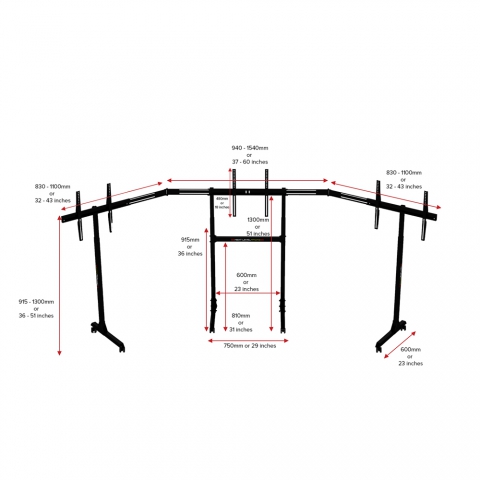 Отдельно стоящая подставка для трех мониторов Next Level Racing
