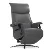 Кресло реклайнер FALTO Alzare (4 мотора, механизм подъема, натуральная кожа, цвет: т. серый 2065, аккумулятор)