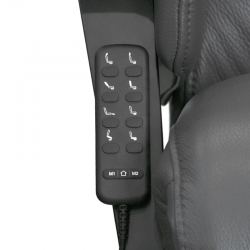 Кресло реклайнер FALTO Alzare (4 мотора, механизм подъема, натуральная кожа, цвет: т. серый 2065, аккумулятор)