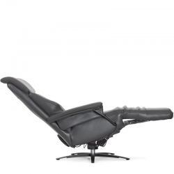 Кресло реклайнер FALTO Alzare (4 мотора, механизм подъема, натуральная кожа, цвет: т. серый 2065, аккумулятор)