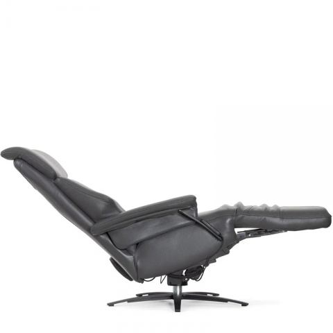 Кресло реклайнер FALTO Alzare (4 мотора, механизм подъема, натуральная кожа, цвет: т. серый 2065, аккумулятор)