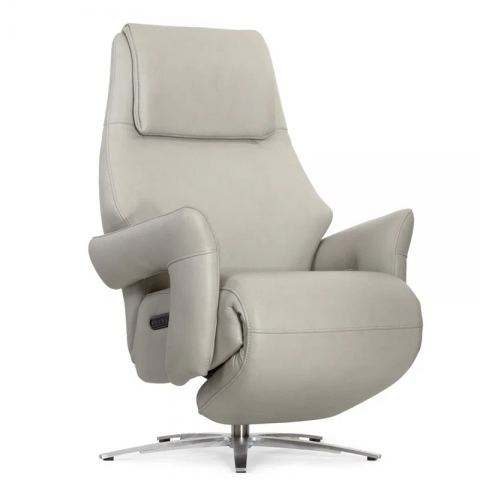 Кресло реклайнер FALTO Argento (3 мотора, зеро, натуральная кожа, цвет серый зола 6218, аккумулятор)