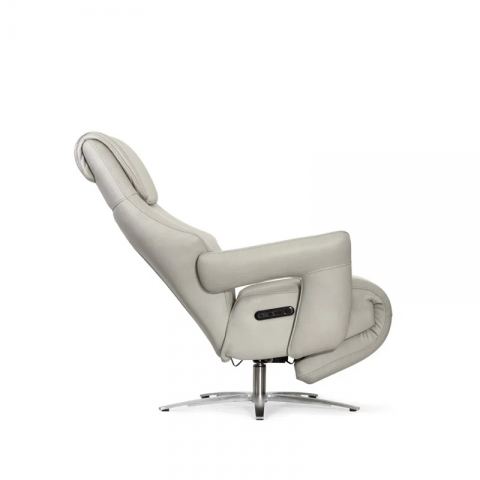 Кресло реклайнер FALTO Argento (3 мотора, зеро, натуральная кожа, цвет серый зола 6218, аккумулятор)