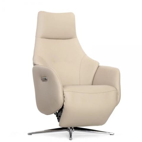 Кресло электрореклайнер FALTO Crema (2 мотора, zero, аккумулятор, натуральная кожа, бежевый)
