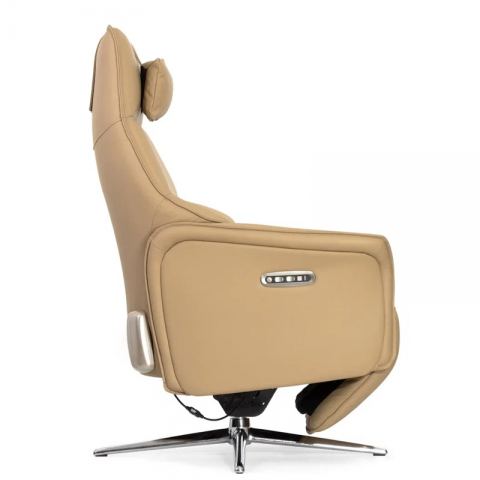 Кресло электрореклайнер FALTO Benessere (2 мотора, массаж, акум., натуральная кожа, коричневый)