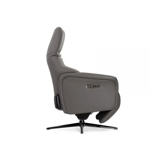 Кресло электрореклайнер FALTO Titanio (2 мотора, zero, аккумулятор, натуральная кожа, тёмно серый)