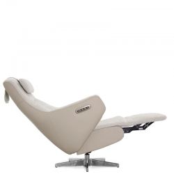Кресло электрореклайнер FALTO Live (3 мотора, поясничный упор, шенилл, натуральная кожа, светлый)
