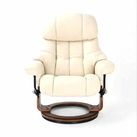 Кресло реклайнер FALTO Lux (оттоманка, натуральная кожа, бежевый)