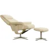 Кресло реклайнер FALTO RELAX BOSS 7826A с пуфом для ног, обивка КОЖА 061 LIGHT CREAM