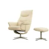 Кресло реклайнер FALTO RELAX BOSS 7826A с пуфом для ног, обивка КОЖА 061 LIGHT CREAM