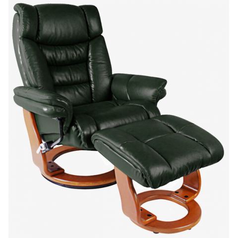 Кресло реклайнер FALTO Zuel (оттоманка, натуральная кожа, зеленый)