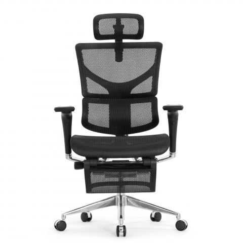 Кресло с подножкой FALTO SAIL 2 (динамичный поясничный упор, подлокотники 6D(360), сетка, черный)