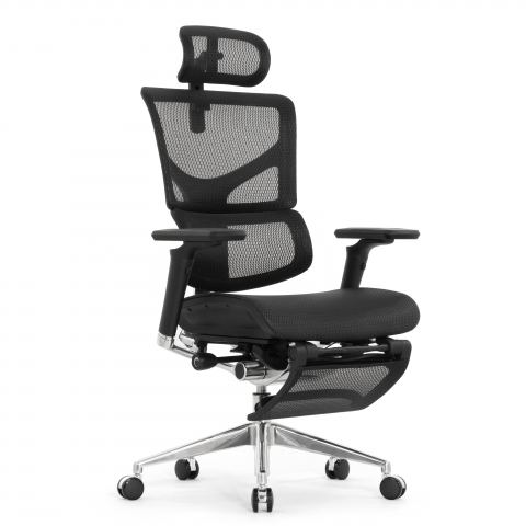 Кресло с подножкой FALTO SAIL 2 (динамичный поясничный упор, подлокотники 6D(360), сетка, черный)