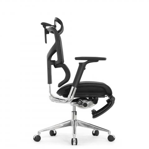 Кресло с подножкой FALTO SAIL 2 (динамичный поясничный упор, подлокотники 6D(360), сетка, черный)