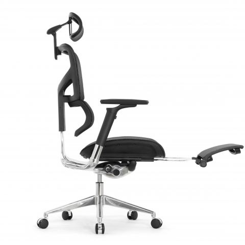 Кресло с подножкой FALTO SAIL 2 (динамичный поясничный упор, подлокотники 6D(360), сетка, черный)