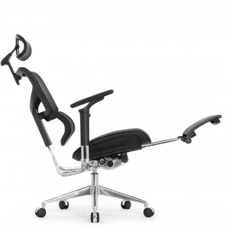 Кресло с подножкой FALTO SAIL 2 (динамичный поясничный упор, подлокотники 6D(360), сетка, черный)