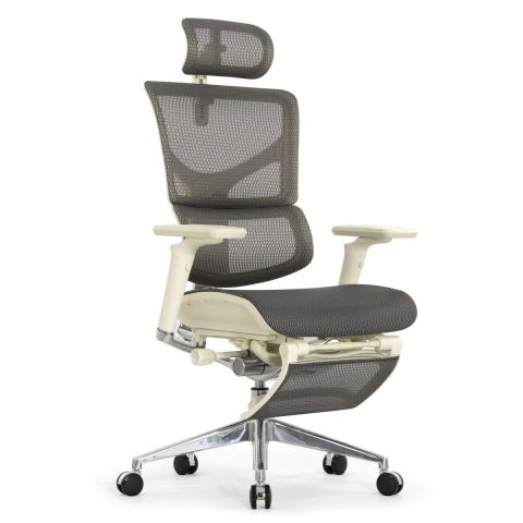 Кресло с подножкой FALTO SAIL 2 (динамичный поясничный упор, подлокотники 6D(360), сетка, светлый)