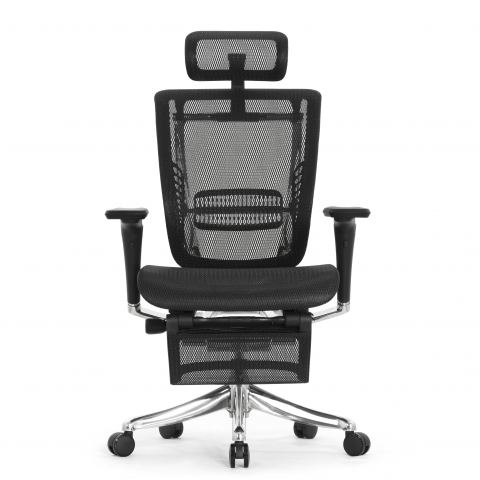 Кресло с подножкой FALTO SPRING 2 (поясничный валик, подлокотникии 6D(360), сетка, черный)