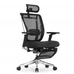 Кресло с подножкой FALTO SPRING 2 (поясничный валик, подлокотникии 6D(360), сетка, черный)