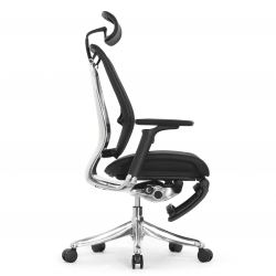 Кресло с подножкой FALTO SPRING 2 (поясничный валик, подлокотникии 6D(360), сетка, черный)