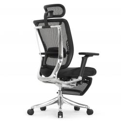 Кресло с подножкой FALTO SPRING 2 (поясничный валик, подлокотникии 6D(360), сетка, черный)