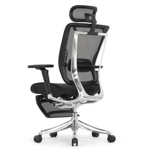 Кресло с подножкой FALTO SPRING 2 (поясничный валик, подлокотникии 6D(360), сетка, черный)