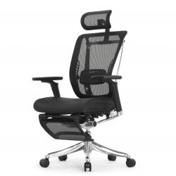 Кресло с подножкой FALTO SPRING 2 (поясничный валик, подлокотникии 6D(360), сетка, черный)