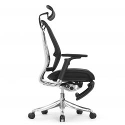 Кресло с подножкой FALTO SPRING 2 (поясничный валик, подлокотникии 6D(360), сетка, черный)