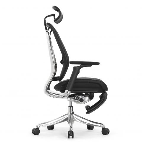 Кресло с подножкой FALTO SPRING 2 (поясничный валик, подлокотникии 6D(360), сетка, черный)