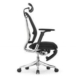 Кресло с подножкой FALTO SPRING 2 (поясничный валик, подлокотникии 6D(360), сетка, черный)