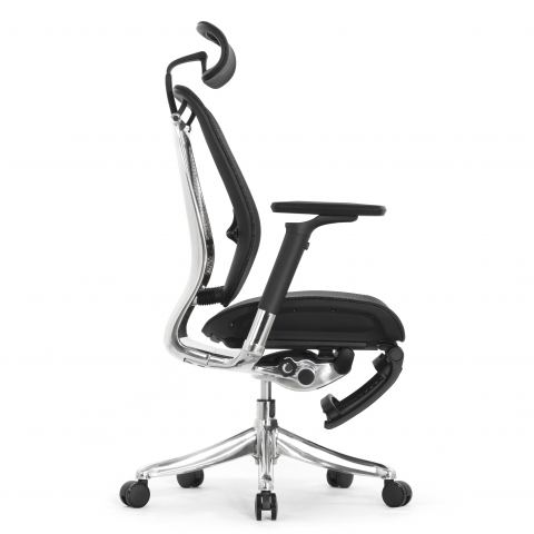 Кресло с подножкой FALTO SPRING 2 (поясничный валик, подлокотникии 6D(360), сетка, черный)