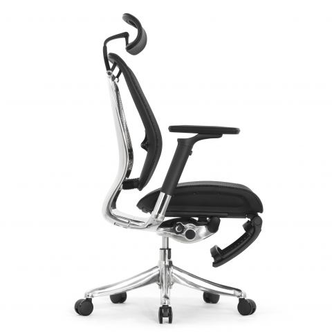 Кресло с подножкой FALTO SPRING 2 (поясничный валик, подлокотникии 6D(360), сетка, черный)