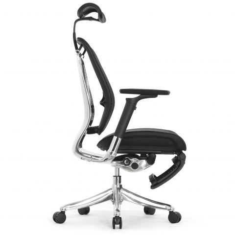 Кресло с подножкой FALTO SPRING 2 (поясничный валик, подлокотникии 6D(360), сетка, черный)