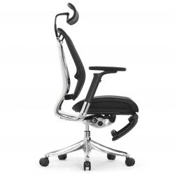 Кресло с подножкой FALTO SPRING 2 (поясничный валик, подлокотникии 6D(360), сетка, черный)